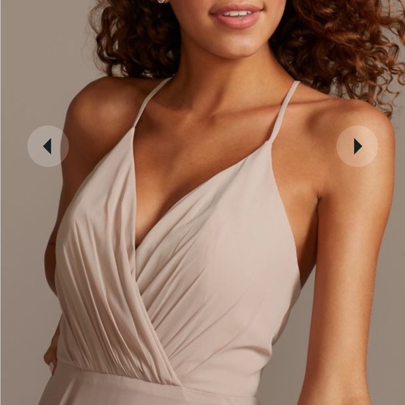 David’s bridal steel blue bridesmaid dress. NWT. Spaghetti strap full skirt. - Picture 2 of 7